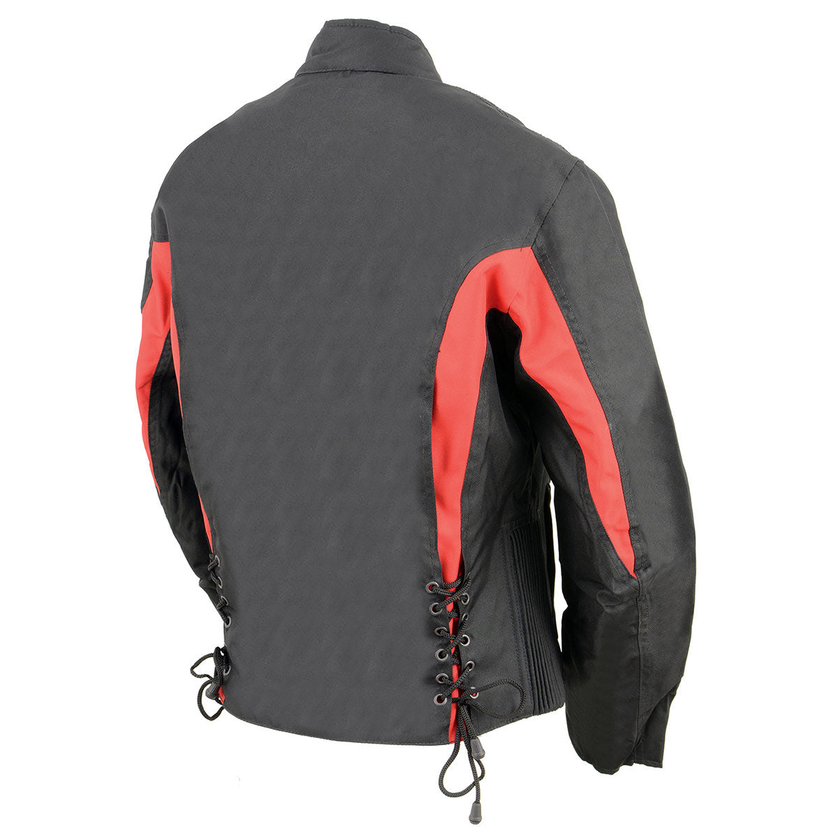 Nexgen SH2188 Women's Black and Red Textile Motorcycle Riding Jacket with Side Stretch and Lacing
