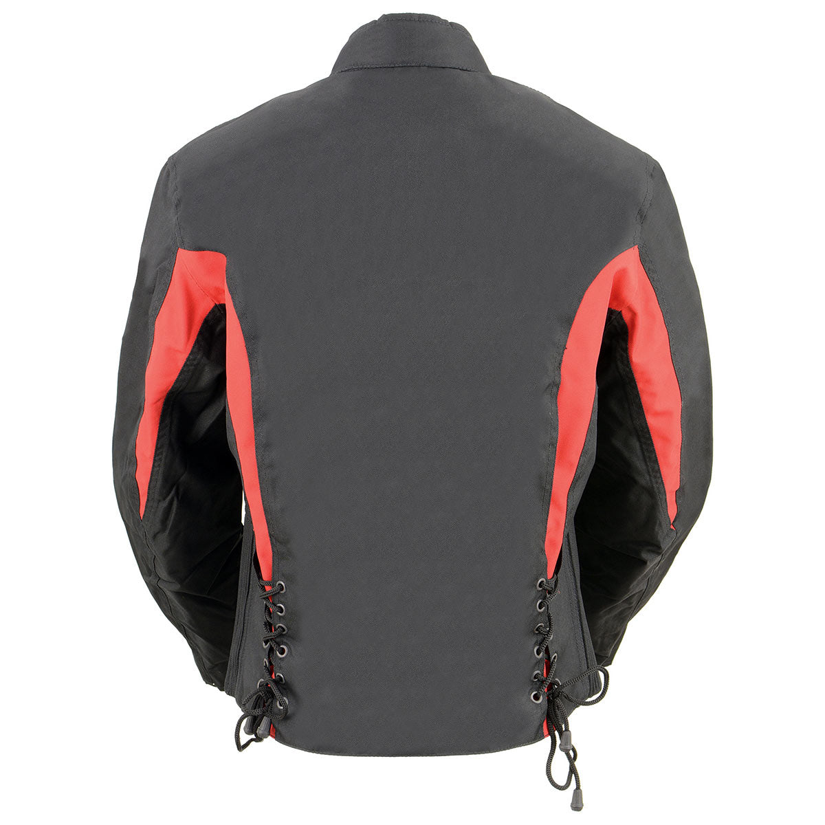 Nexgen SH2188 Women's Black and Red Textile Motorcycle Riding Jacket with Side Stretch and Lacing