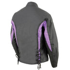Nexgen SH2188 Women's Black and Purple Textile Motorcycle Riding Jacket with Side Stretch and Lacing