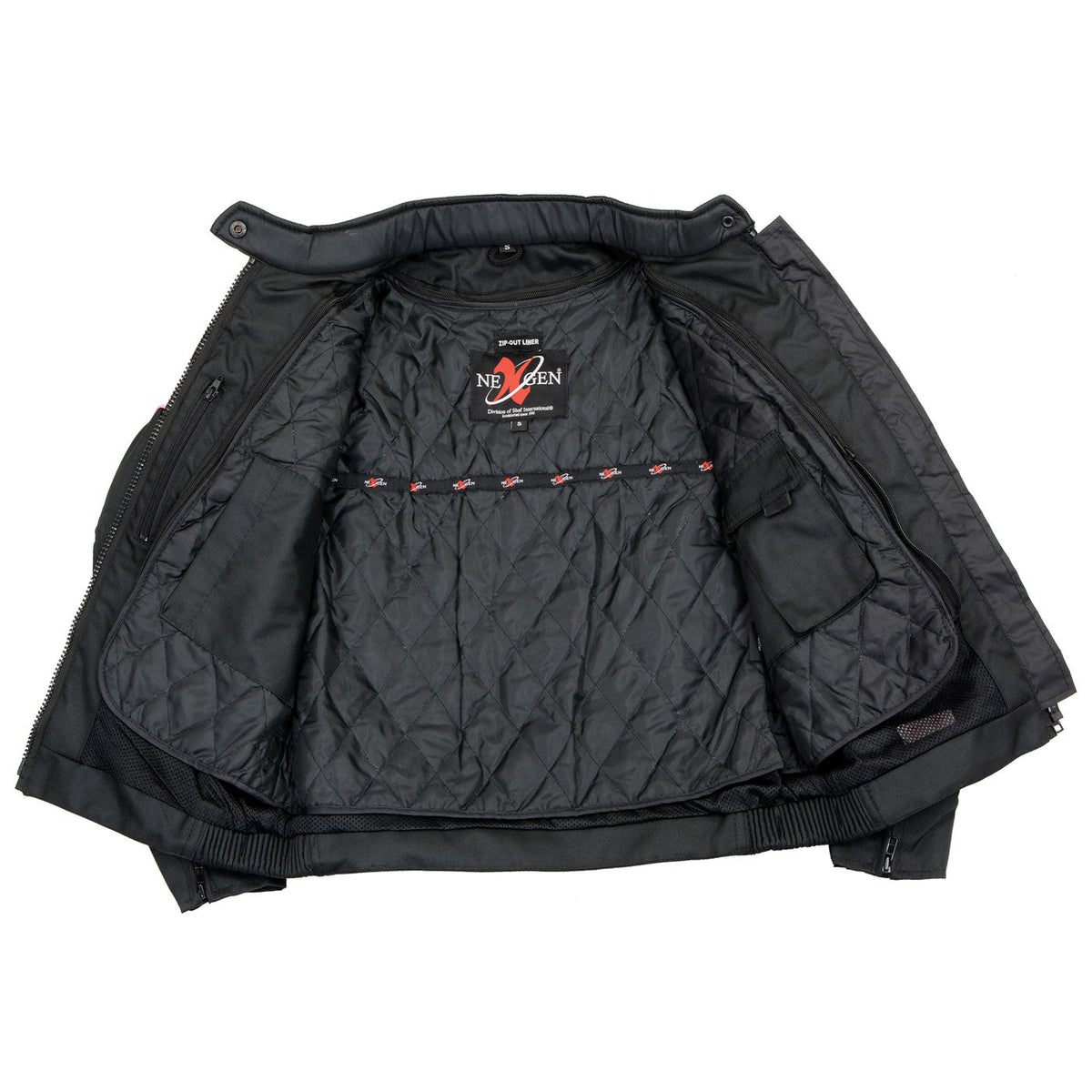 Milwaukee Leather SH2261 Women's Black and Purple Textile Lightweight Motorcycle Jacket with Reflective Piping