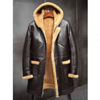 Men's RAF Hooded Shearling Sheepskin Leather Winter Coat