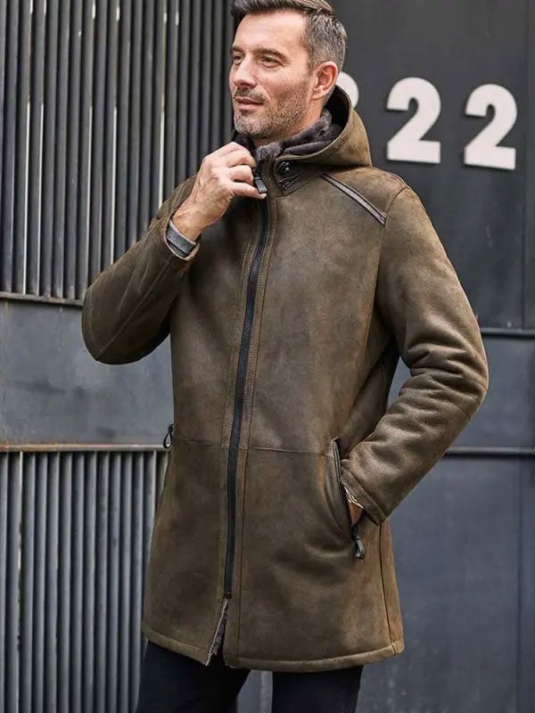 Long Trench Coat Removable Hooded Fur Outwear Warmest Winter Overcoat