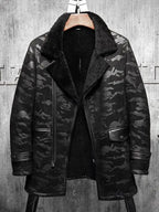 Mens B3 Pilot RAF Aviator Original Flying Jacket Men’s Fur Coat Long Coat