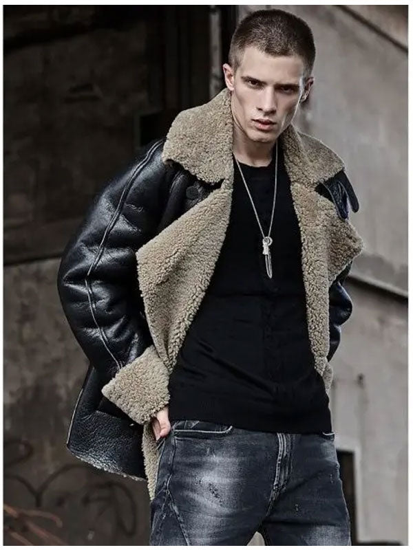 Shearling Jacket Short Fur Coat Leather Jacket Fashion Loose Thick Winter Mens Coats