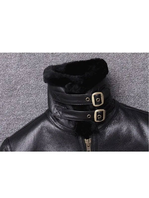 Men's Sheepskin Winter Black Fur Coat Jacket