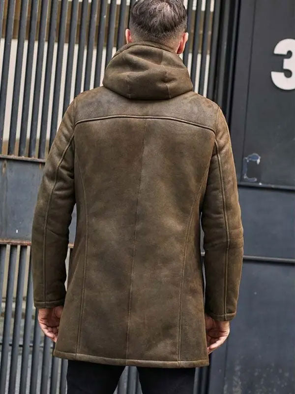 Long Trench Coat Removable Hooded Fur Outwear Warmest Winter Overcoat