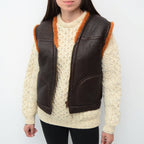 Women's Vintage Quality Leather Sheepskin Shearling Vest