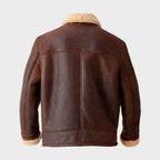 Mens Brown Aviator Shearling Leather Jacket