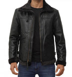 Men’s Black B3 Shearling Leather Bomber Jacket