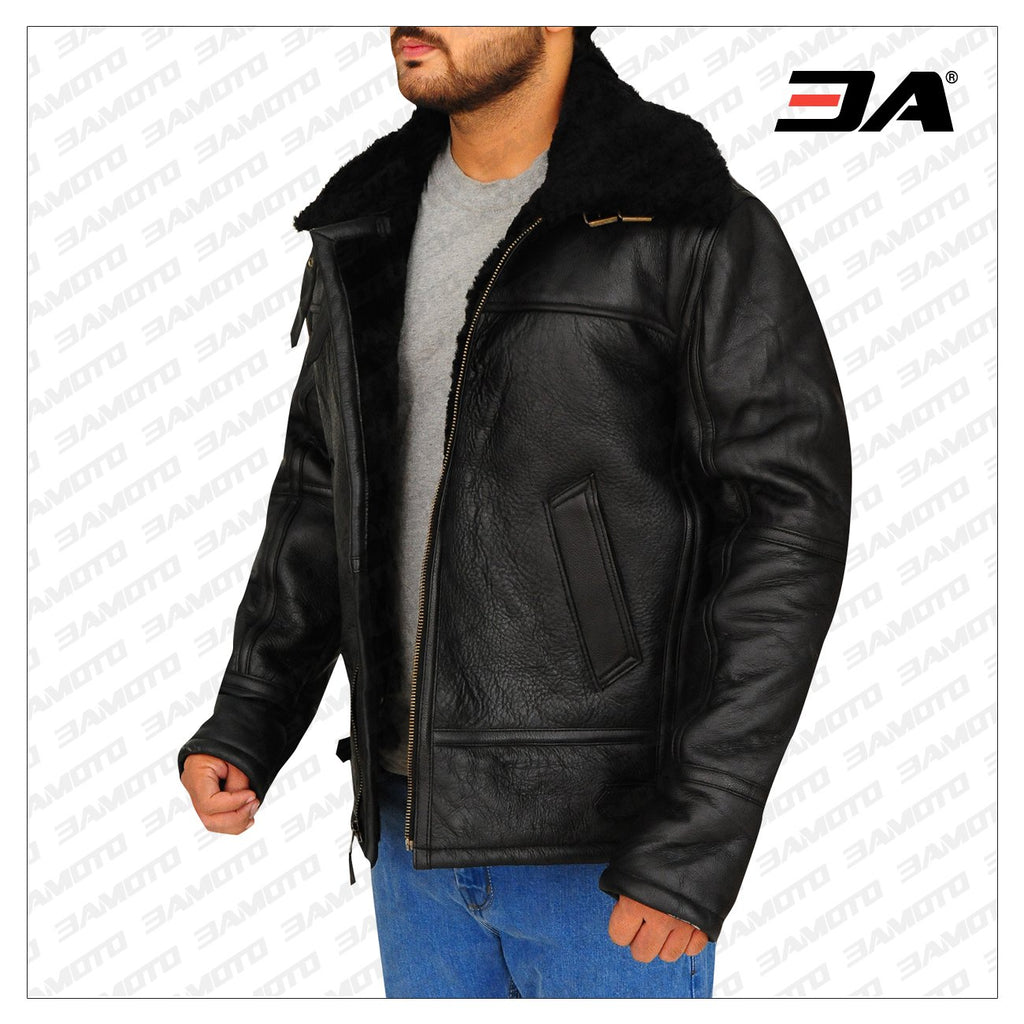 B3 Aviator Bomber Sheepskin Black Jacket