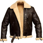 Men’s Shearling Sheepskin B3 Bomber Leather Aviator Jacket
