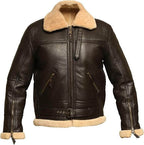 Men’s Shearling Sheepskin B3 Bomber Leather Aviator Jacket