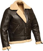 Men’s Shearling Sheepskin B3 Bomber Leather Aviator Jacket