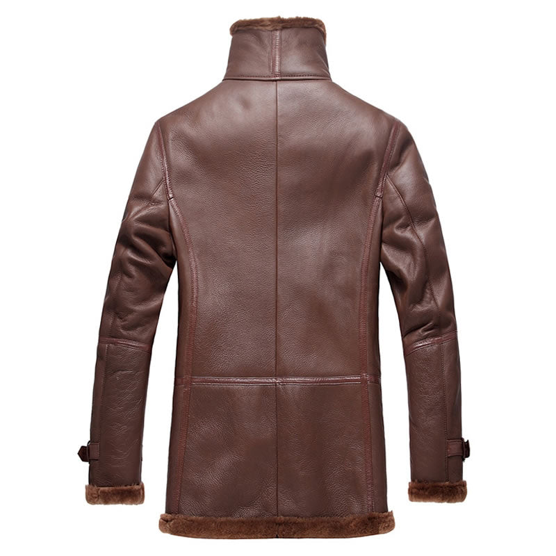 Mens Double Breasted Shearling Sheepskin Coat
