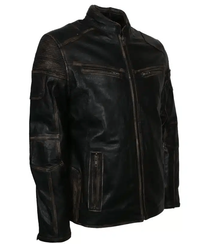 Men's Vintage Café Racer Black Leather Jacket