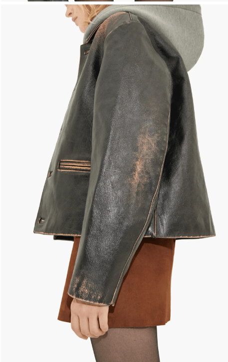Women’s Classic Black Distressed Leather Jacket