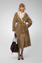 Women's Beige Double-Sided B7 Shearling Leather Coat