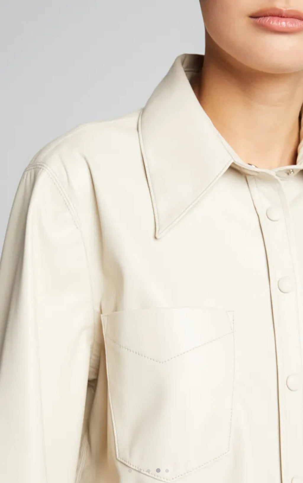 Women's Off White Full Sleeve Leather Shirt with Elegant Design