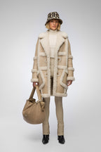 Women's Beige Shearling B7 Bomber Leather Coat