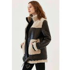 Women's Dark Brown Sheepskin Fur Leather Coat