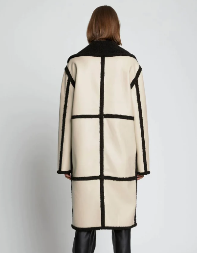 Women's Beige Sheepskin Fur Leather Trench Coat