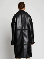 Women's Black Sheepskin Fur Leather Trench Coat