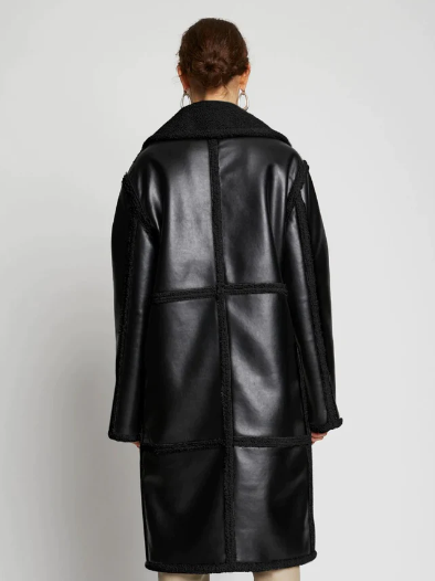 Women's Black Sheepskin Fur Leather Trench Coat