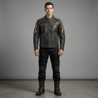 Men’s Harley-Style Distressed Leather Biker Jacket – Vintage Anthracite Moto