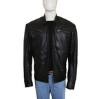 Mens Simple Black Leather Jacket