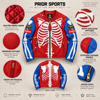 Bone Riot Men’s Red Skeleton Leather Biker Jacket