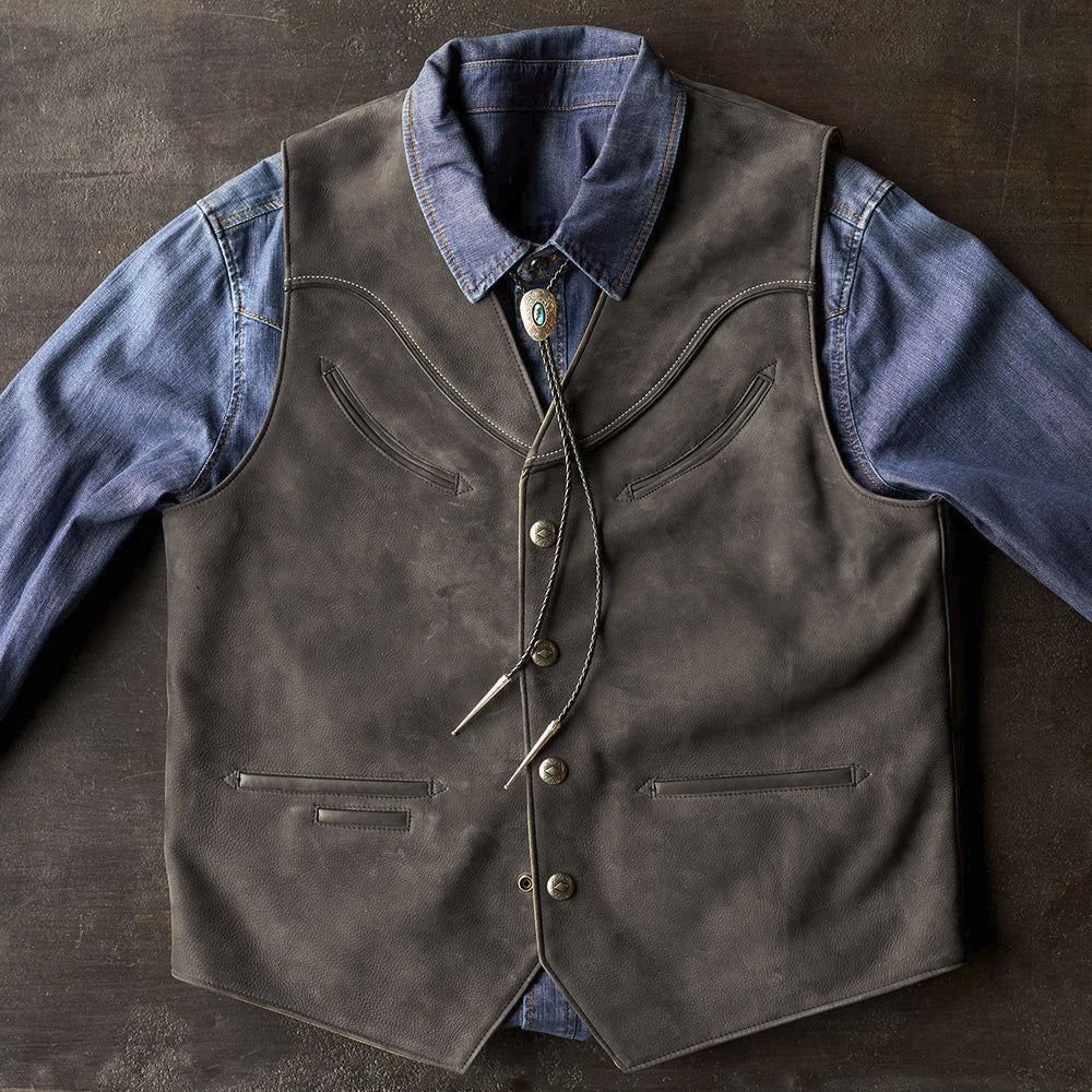 Men’s Charcoal Nubuck Cowboy Vest