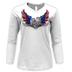2026 Ladies Sturgis Motorcycle Rally Flag Heart Angel White Long Sleeve Shirt - SPL3900