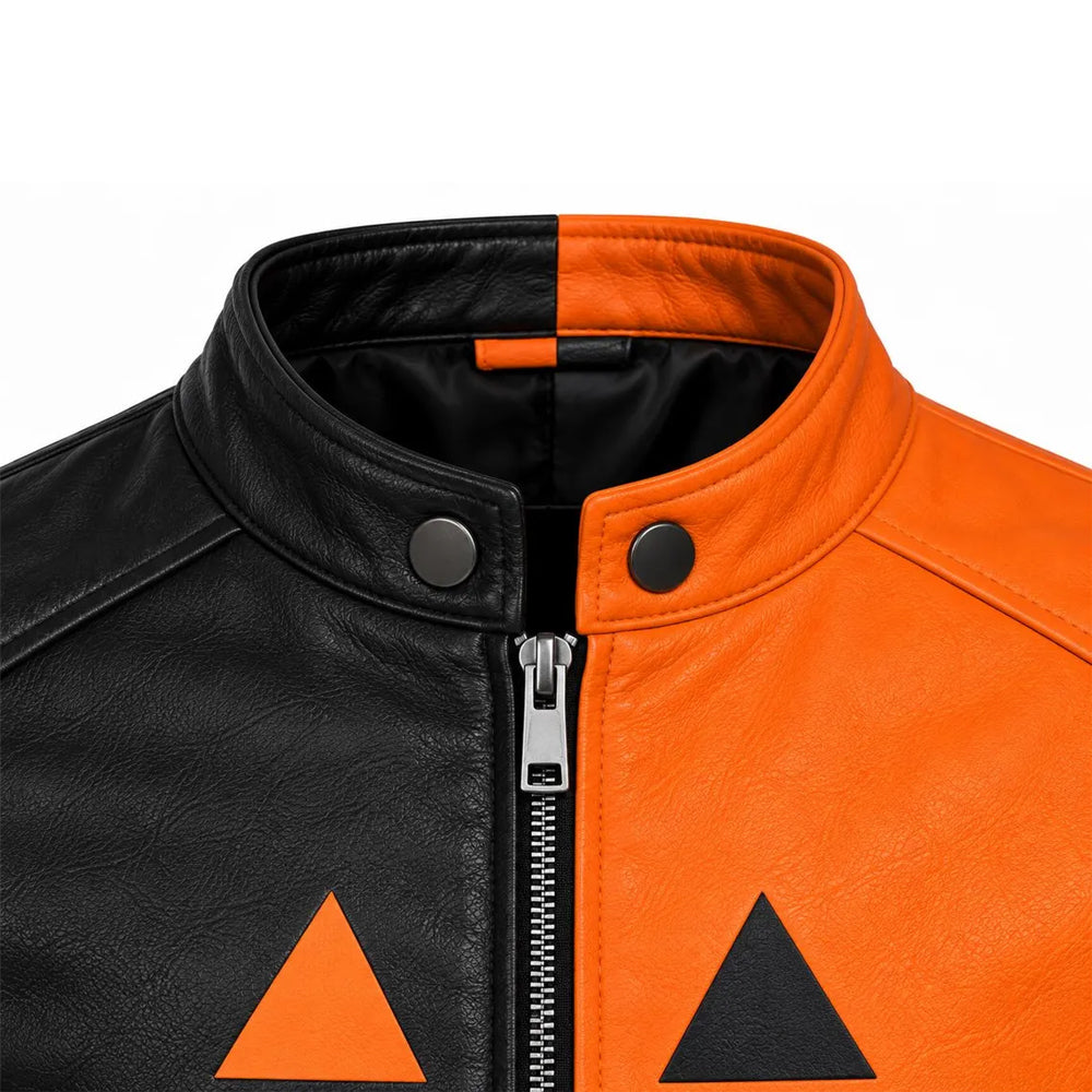 Split Harvest Men’s Pumpkin Cafe Racer Leather Jacket