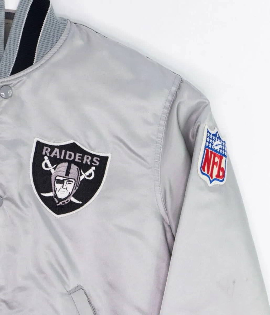 Los Angeles Raiders Starter Black Satin Bomber Jacket