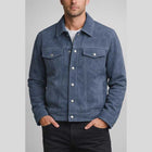 Steel Blue Suede Trucker Jacket