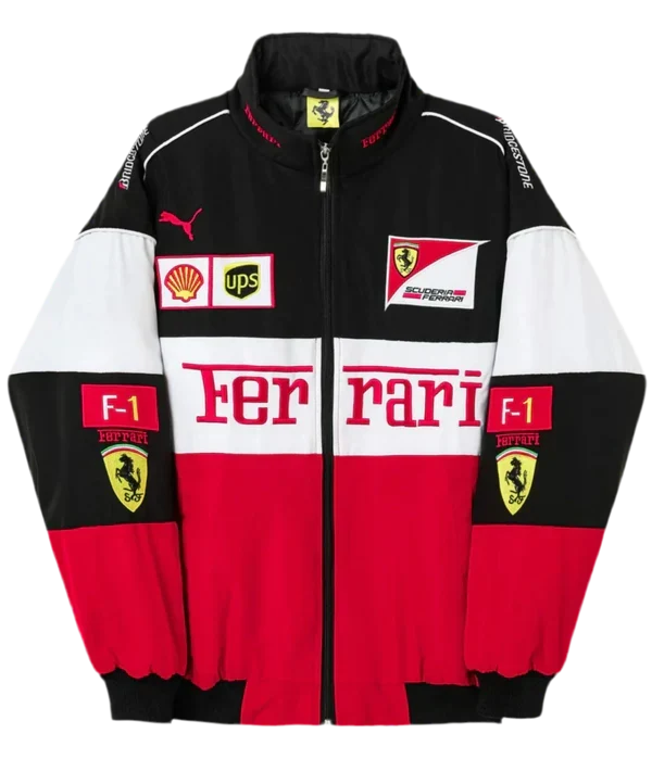Ferrari F1 Embroidered Jacket – Triple Logo Racing Edition