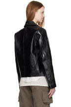 Black Cropped Leather Jacket – Boxy Fit