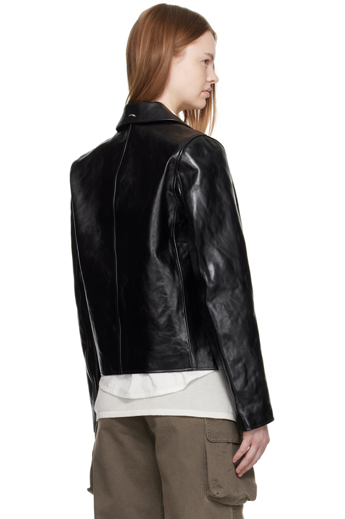 Black Cropped Leather Jacket – Boxy Fit