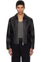 Black Cropped Leather Jacket – Boxy Fit