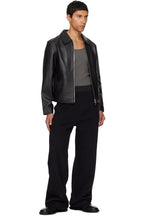 Black Cropped Leather Jacket – Boxy Fit