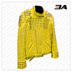 Studded Punk Leather Yellow Vintage Jacket
