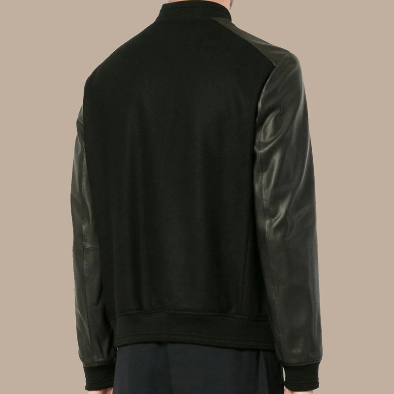 Mens Black College Bomber Jacket