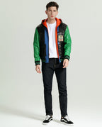 Multi Color Hooded Sheepskin Leather Jacket