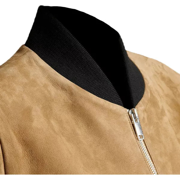 Brown Suede Bomber Jacket Womens
