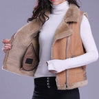 Suede Shearling Vest Women