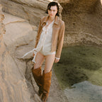 Women's Western-Style Tan Studded Suede Leather Jacket