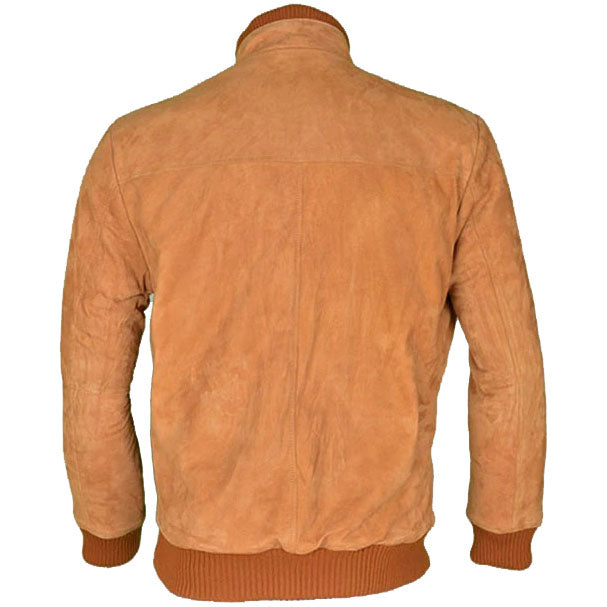 Mens Suede Leather Bomber Jacket