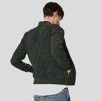 Men's Dark Blue Suede Bomber Leather Jacket