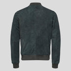 Men's Dark Blue Suede Bomber Leather Jacket