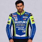 Suzuki Ecstar Men's Blue Black Green Mesh Riding Jacket with CE Armor